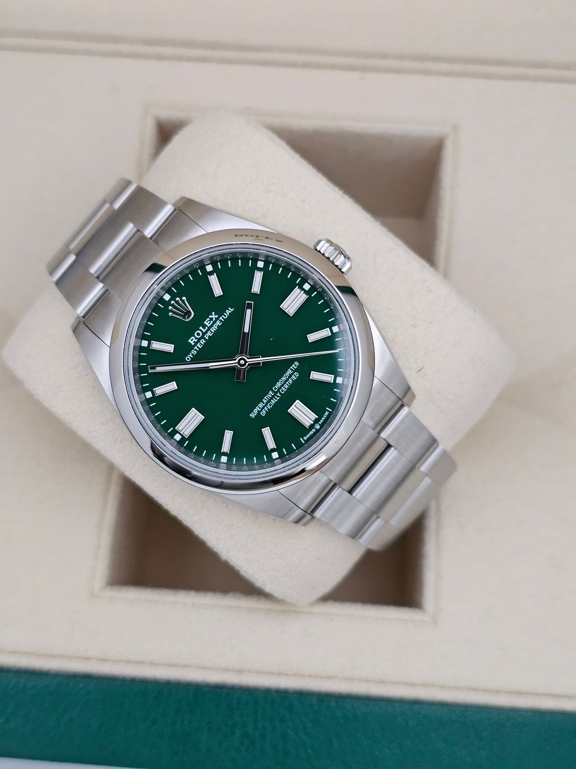 Rolex Oyster Perpetual Watch, 126000 Green Dial, 36mm 2023 Full Set