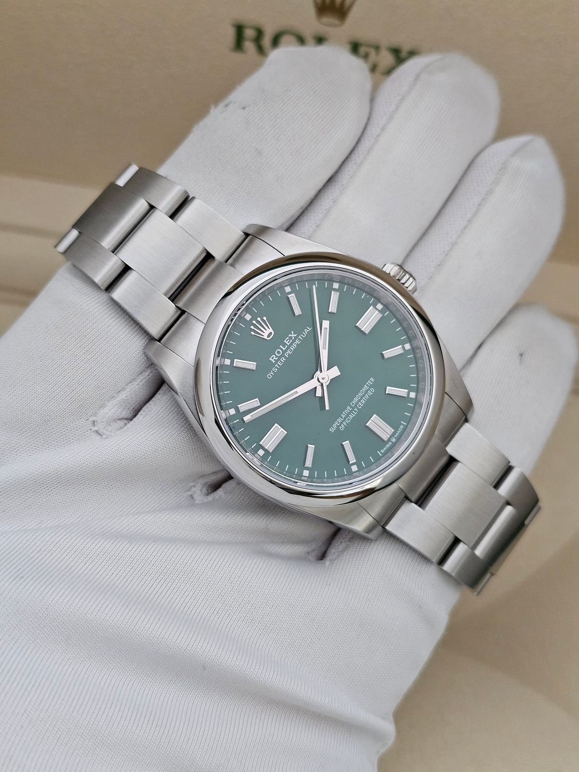 Rolex Oyster Perpetual Watch, 126000 Green Dial, 36mm 2023 Full Set