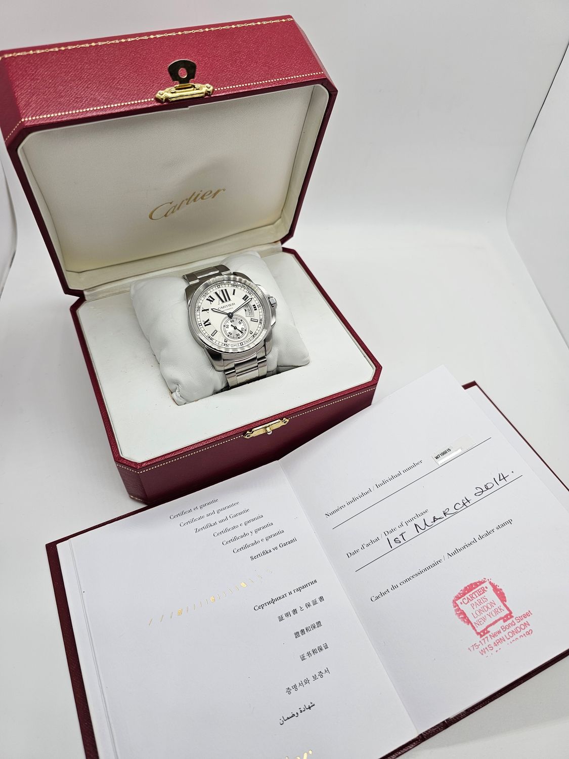 Cartier Calibre De Cartier Watch, Ref 3389 W7100015, 2014 Full Set