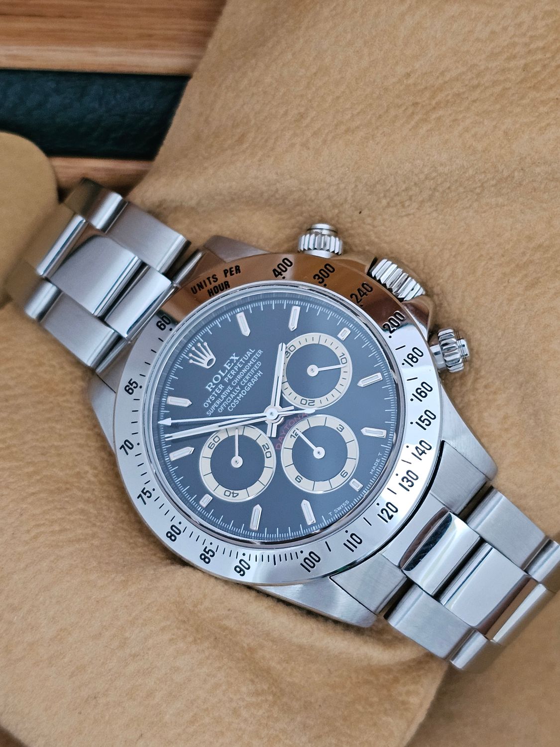 Rolex &#39;Zenith&#39; Daytona Watch Ref 16520 1996 Rare Black &#39;Patrizzi&#39; Dial