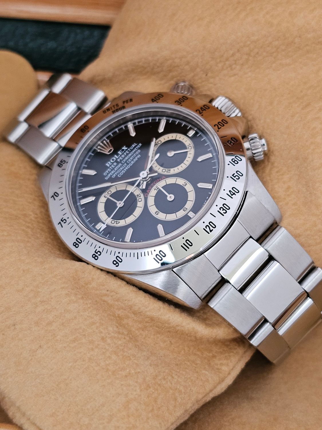 Rolex &#39;Zenith&#39; Daytona Watch Ref 16520 1996 Rare Black &#39;Patrizzi&#39; Dial
