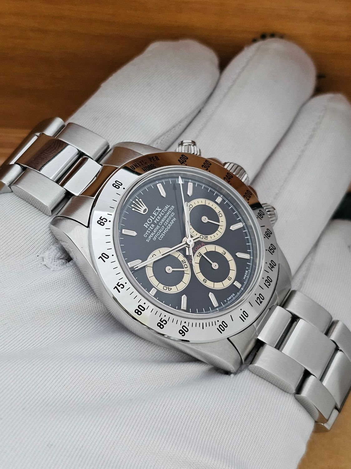 Rolex &#39;Zenith&#39; Daytona Watch Ref 16520 1996 Rare Black &#39;Patrizzi&#39; Dial