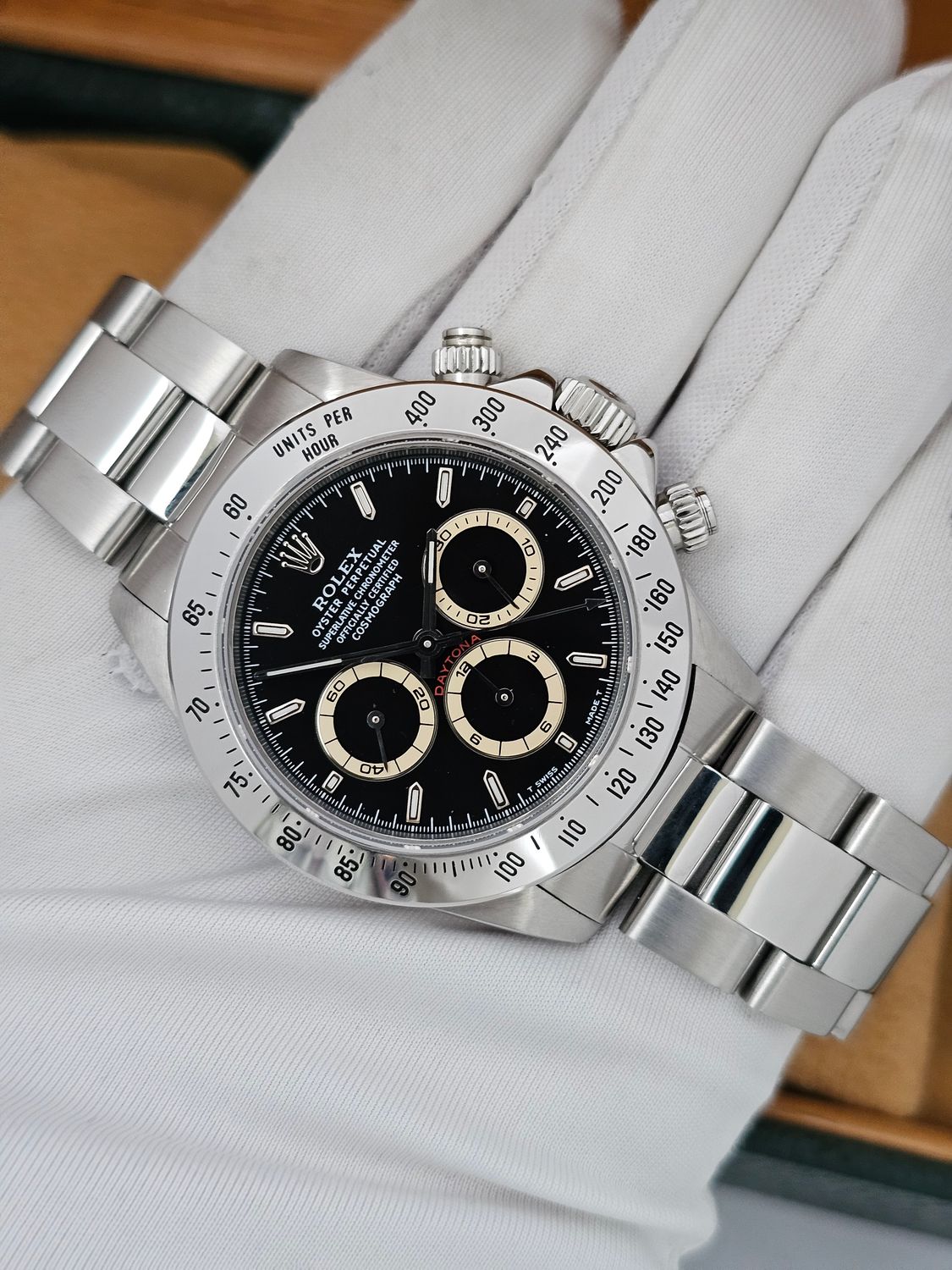Rolex Zenith Daytona Watch Ref 16520 1996 Rare Black Patrizzi Dial