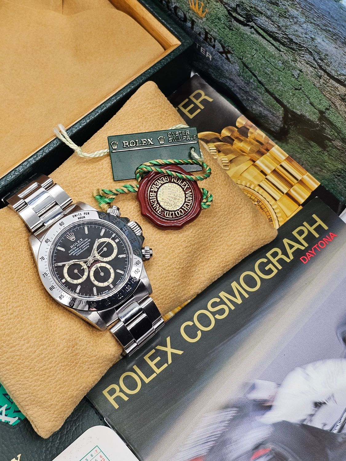 Rolex &#39;Zenith&#39; Daytona Watch Ref 16520 1996 Rare Black &#39;Patrizzi&#39; Dial