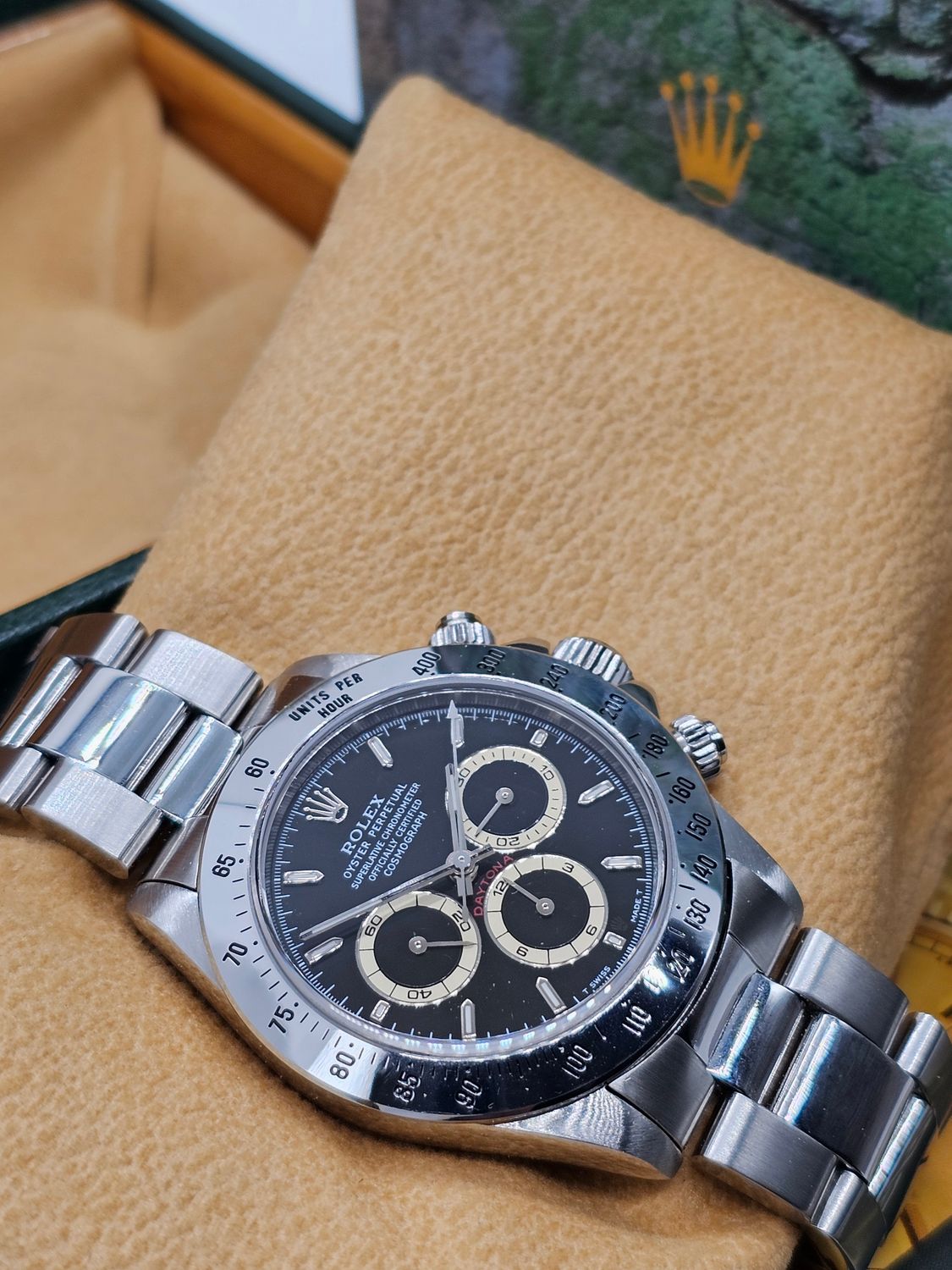 Rolex &#39;Zenith&#39; Daytona Watch Ref 16520 1996 Rare Black &#39;Patrizzi&#39; Dial