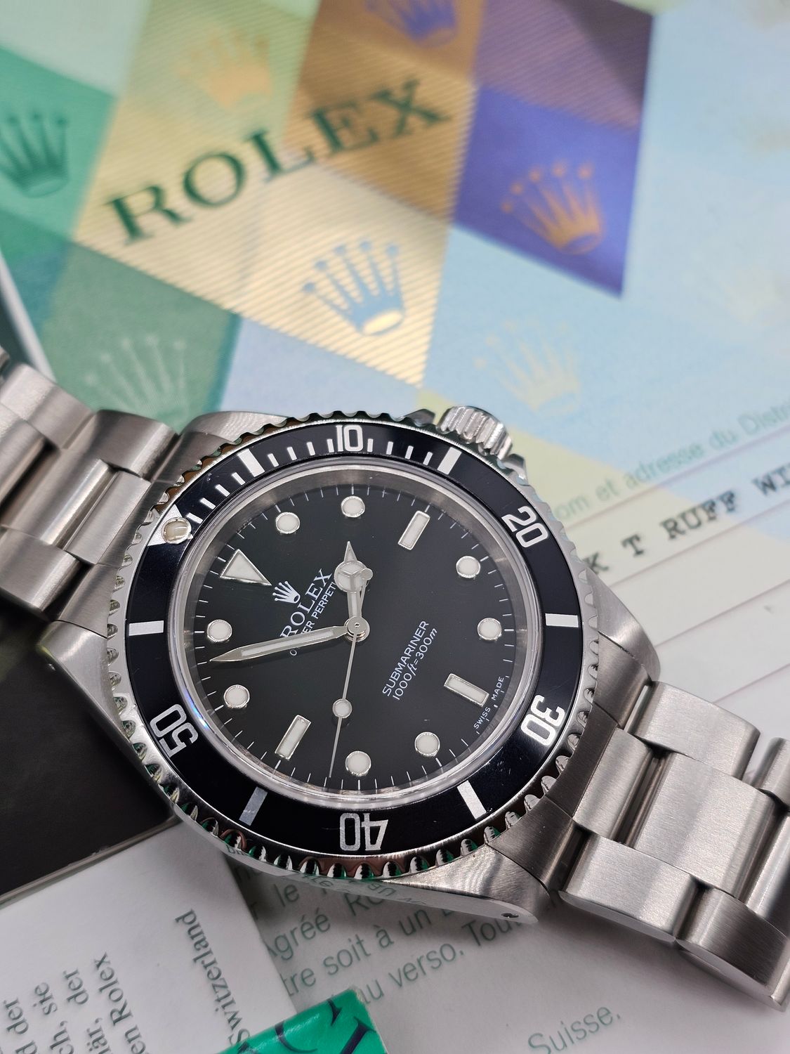 Rolex Submariner Watch 14060m, Rare Zubmariner Serif Dial, 2003 Full Set