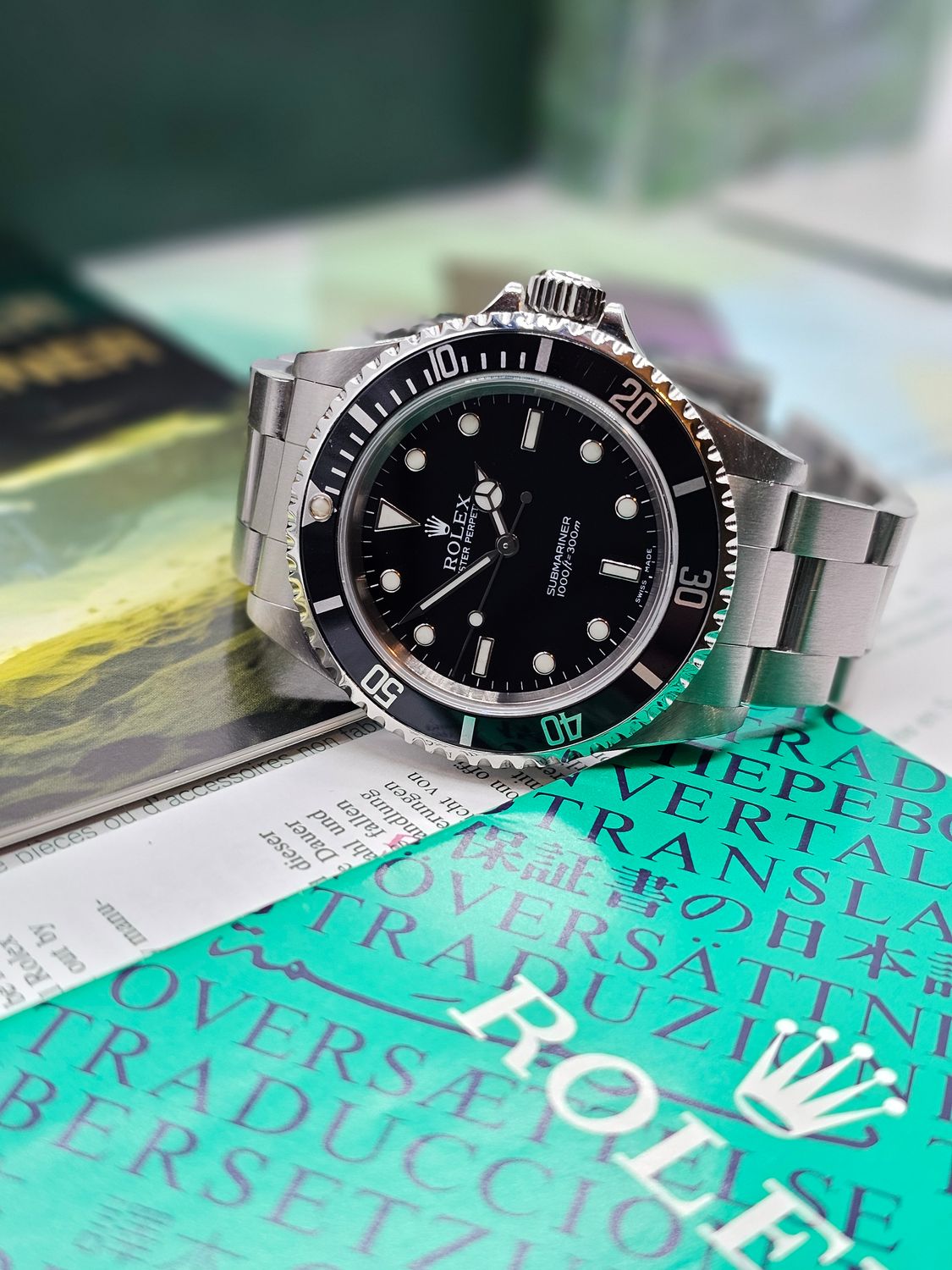Rolex Submariner Watch 14060m, Rare Zubmariner Serif Dial, 2003 Full Set