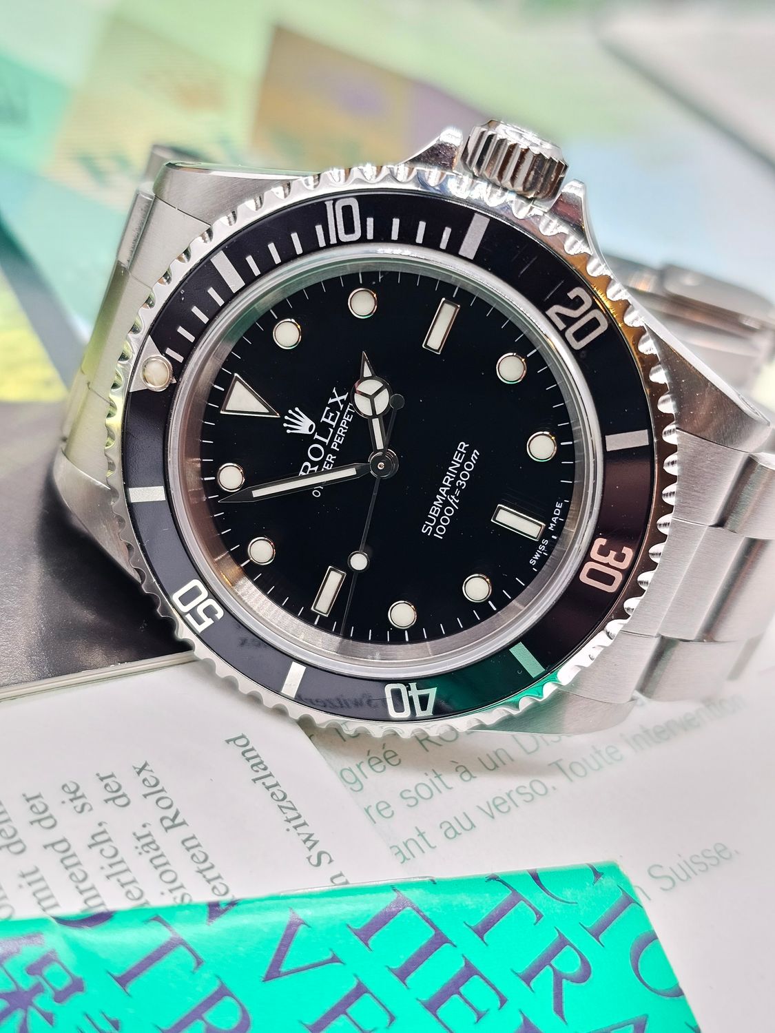 Rolex Submariner Watch 14060m, Rare Zubmariner Serif Dial, 2003 Full Set