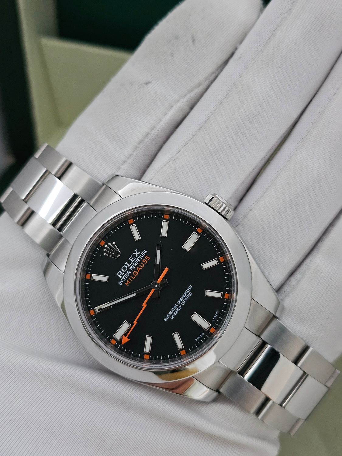 Rolex Milgauss Watch Ref 116400, Excellent Condition, Black 2011 Box &amp; Papers