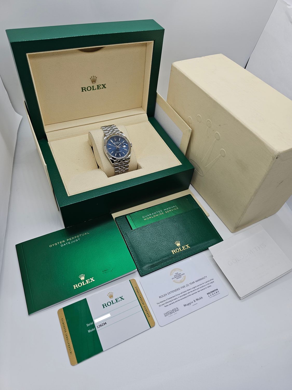 Rolex Datejust Watch Ref 126234 36mm - 2019 Blue Dial - Box &amp; Papers