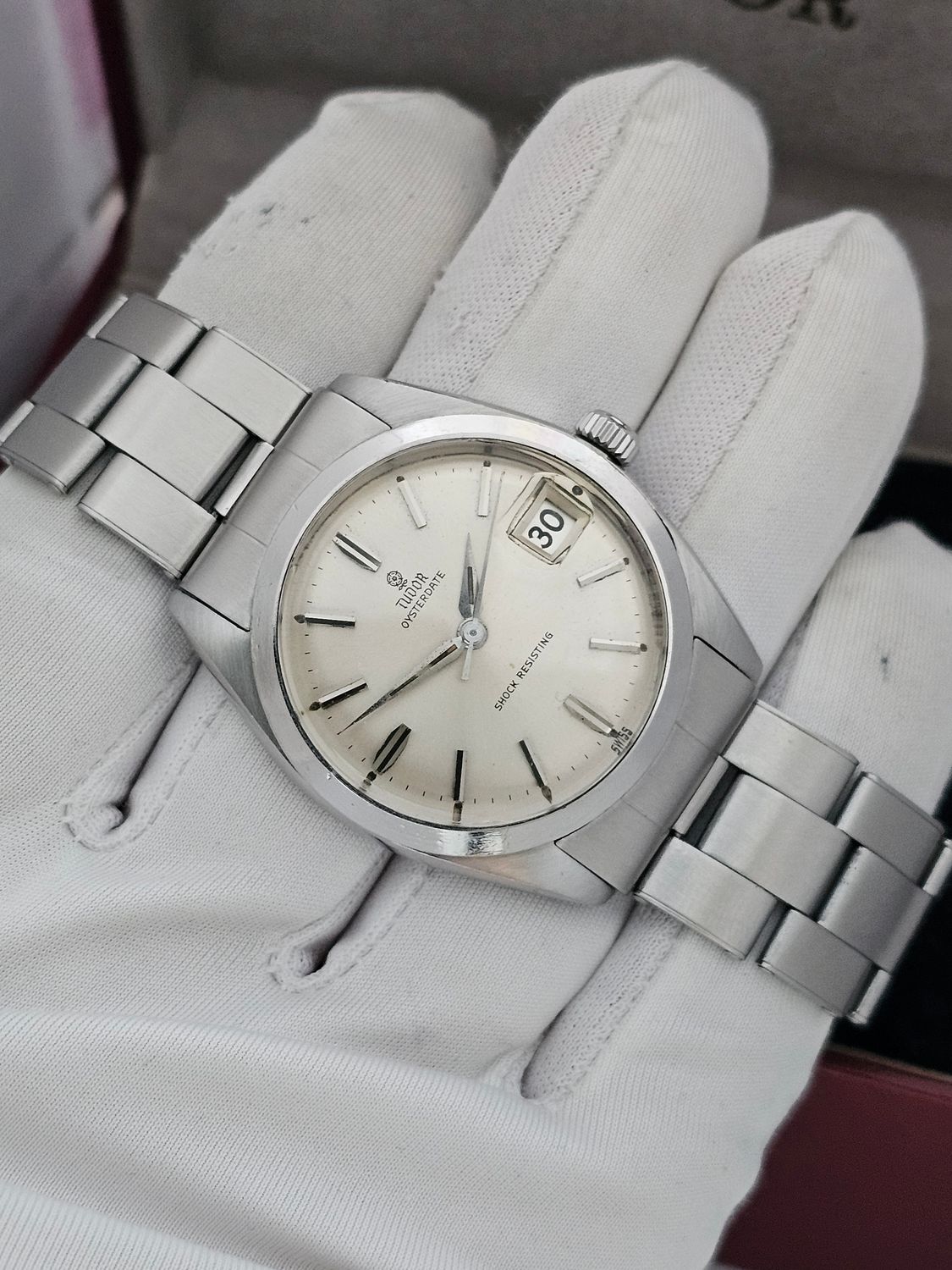 Tudor Oysterdate Watch, Ref 7962 Manual Wind, With Silver Dial, Box &amp; Papers