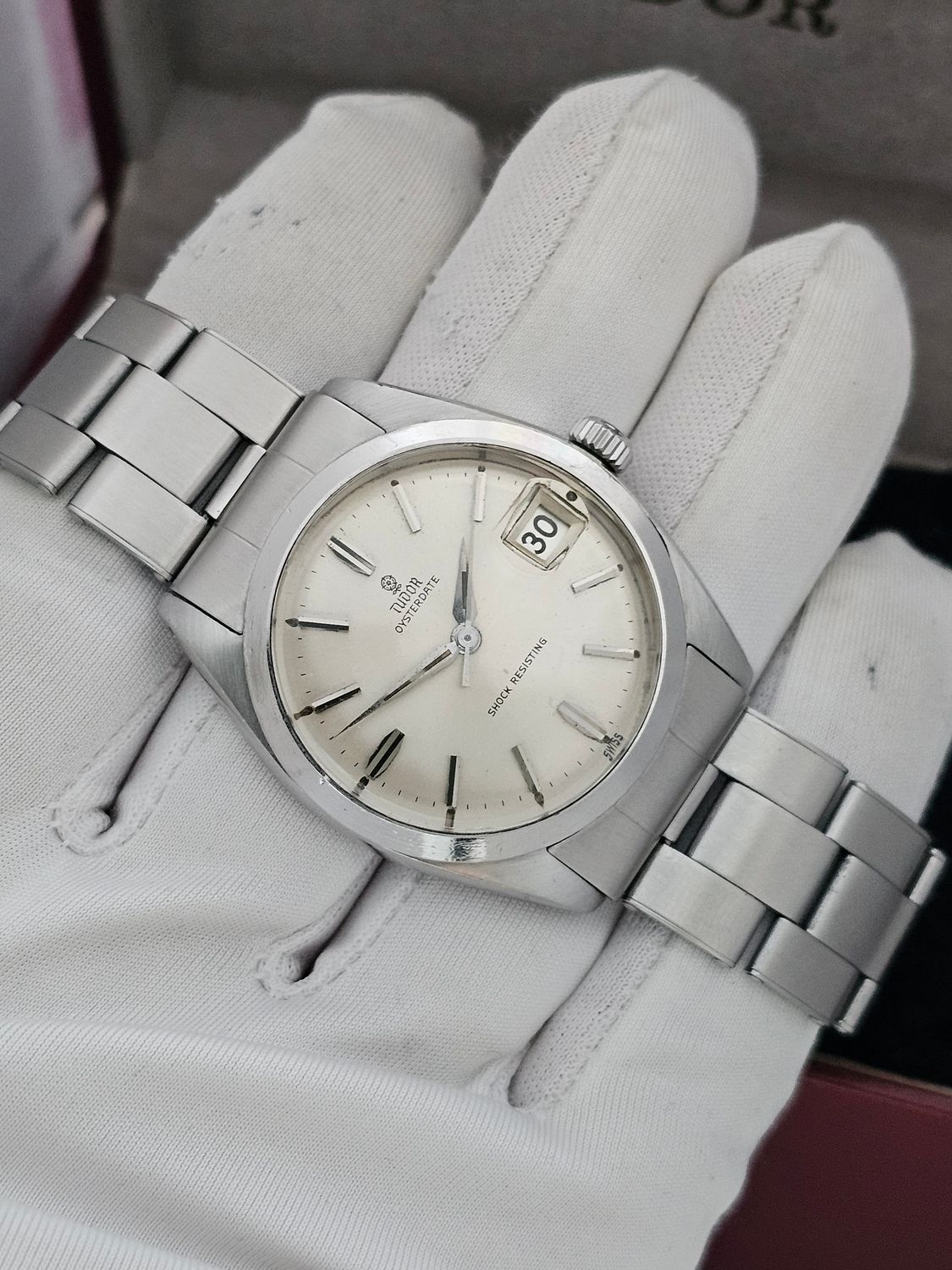 Tudor Oysterdate Watch, Ref 7962 Manual Wind, With Silver Dial, Box &amp; Papers