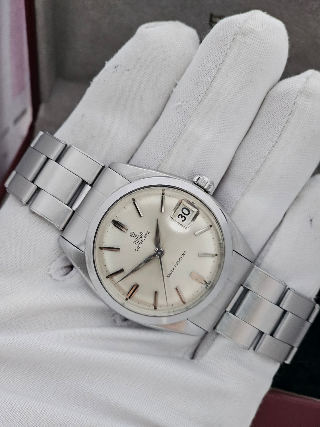 Tudor Oysterdate Watch, Ref 7962 Manual Wind, With Silver Dial, Box &amp; Papers