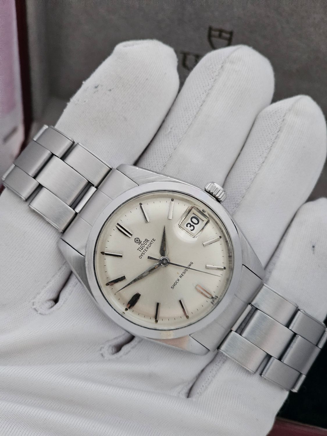 Tudor Oysterdate Watch, Ref 7962 Manual Wind, With Silver Dial, Box &amp; Papers