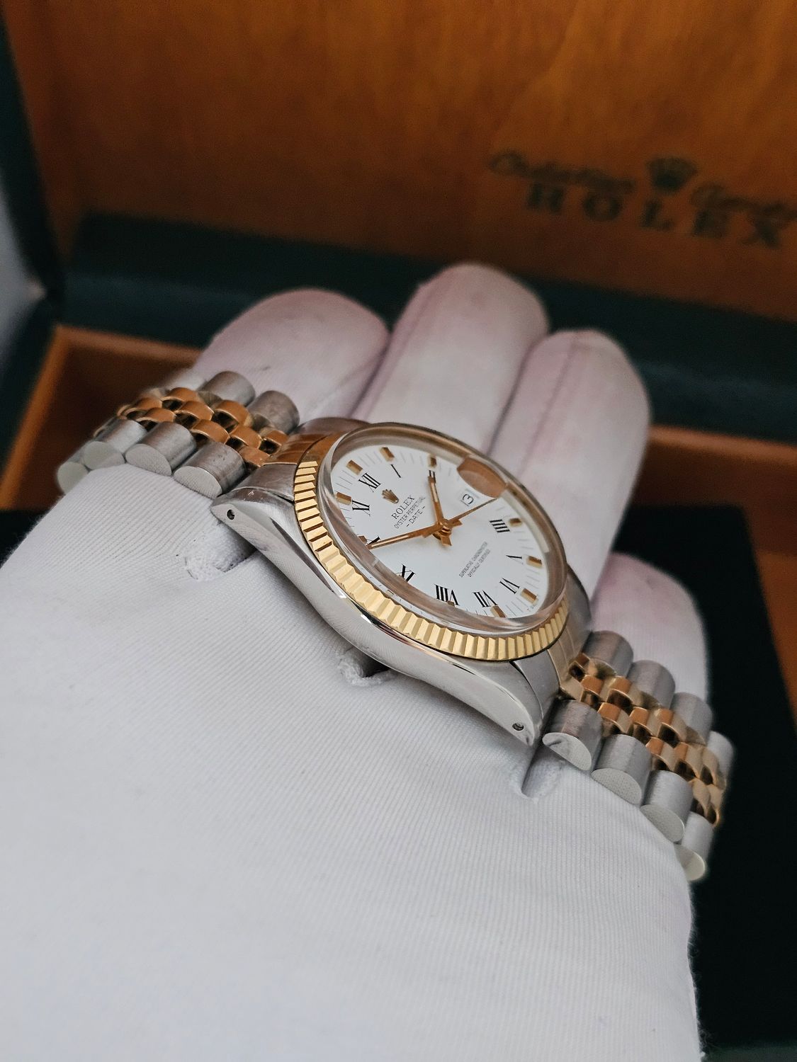 Rolex Date Watch, Ref 15000, 34mm White Dial, Steel &amp; Yellow Gold