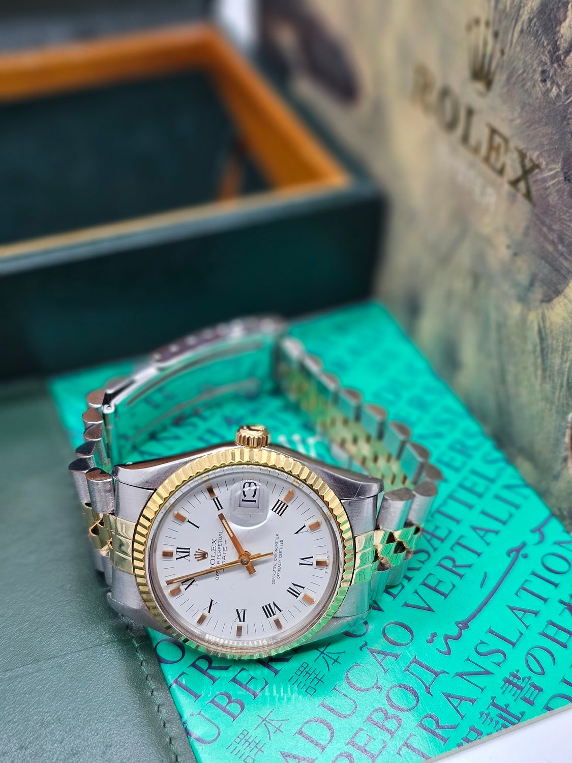 Rolex Date Watch, Ref 15000, 34mm White Dial, Steel &amp; Yellow Gold