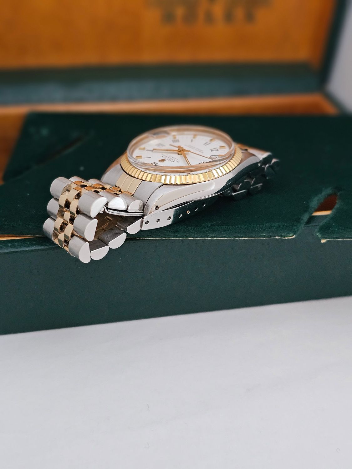 Rolex Date Watch, Ref 15000, 34mm White Dial, Steel &amp; Yellow Gold