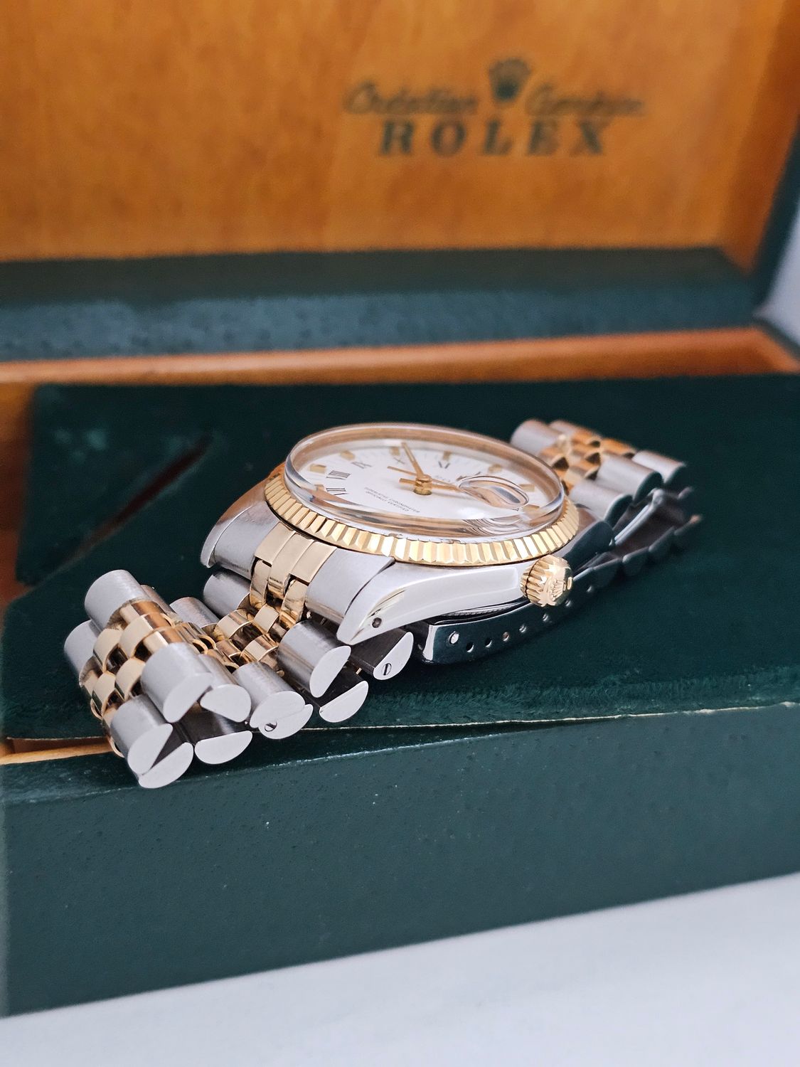 Rolex Date Watch, Ref 15000, 34mm White Dial, Steel &amp; Yellow Gold