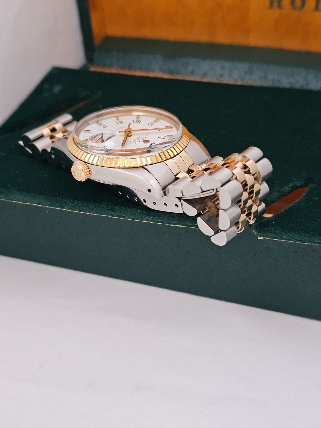 Rolex Date Watch, Ref 15000, 34mm White Dial, Steel &amp; Yellow Gold