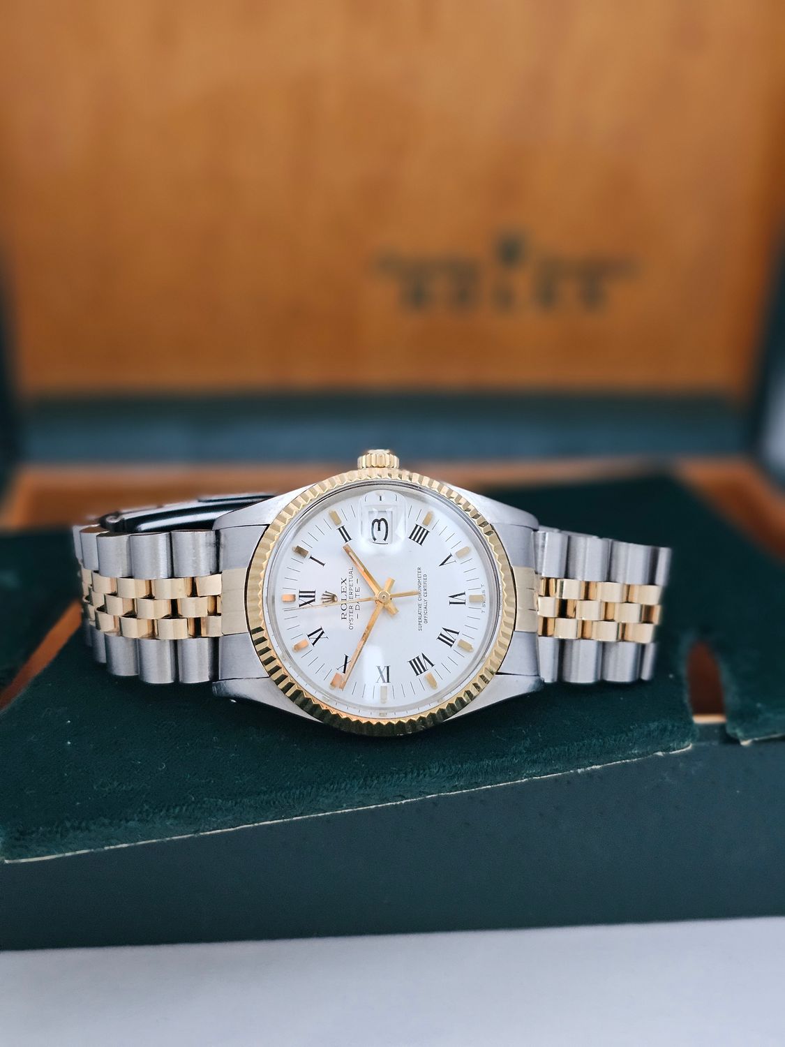 Rolex Date Watch, Ref 15000, 34mm White Dial, Steel &amp; Yellow Gold