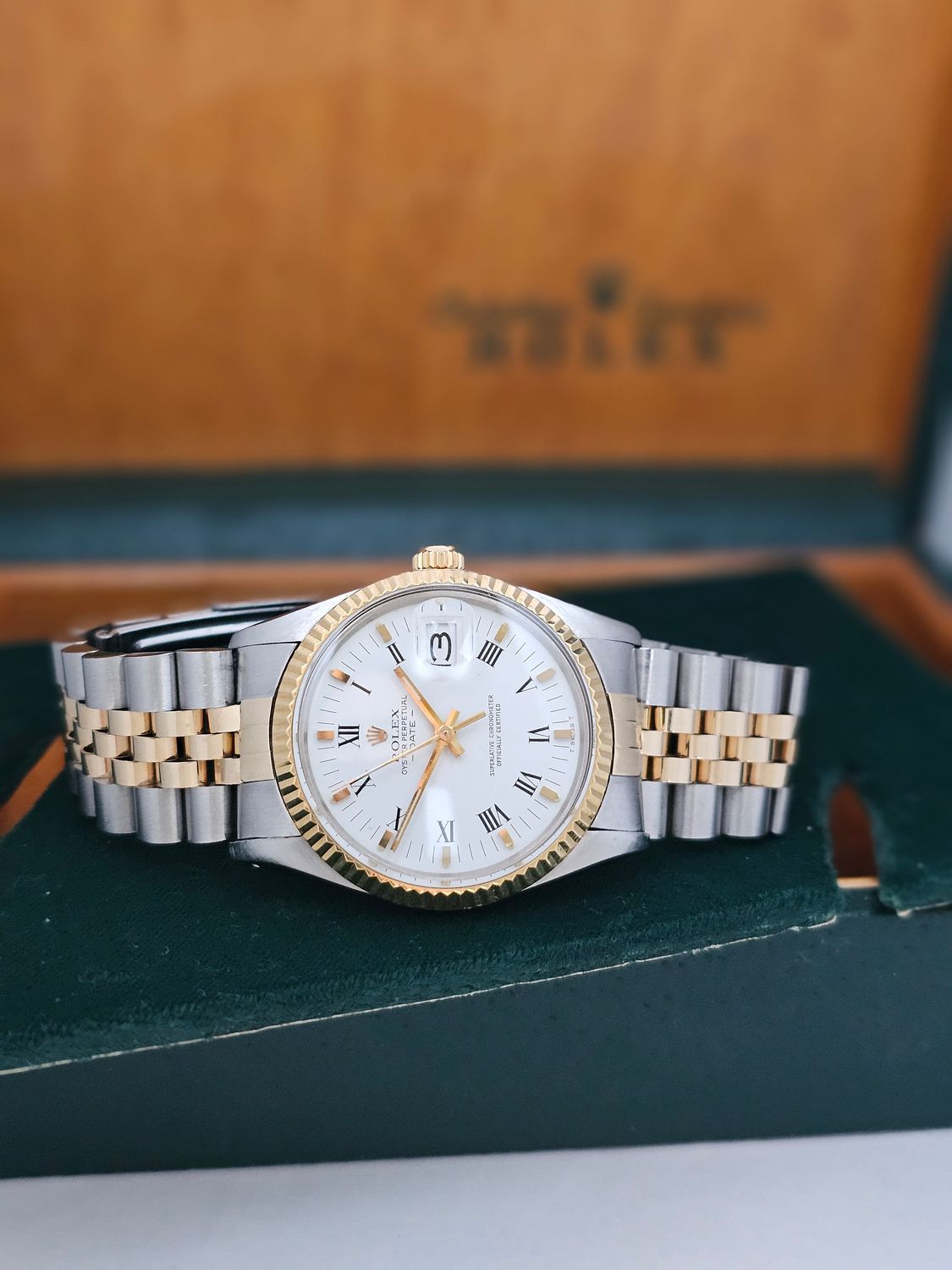 Rolex Date Watch, Ref 15000, 34mm White Dial, Steel &amp; Yellow Gold