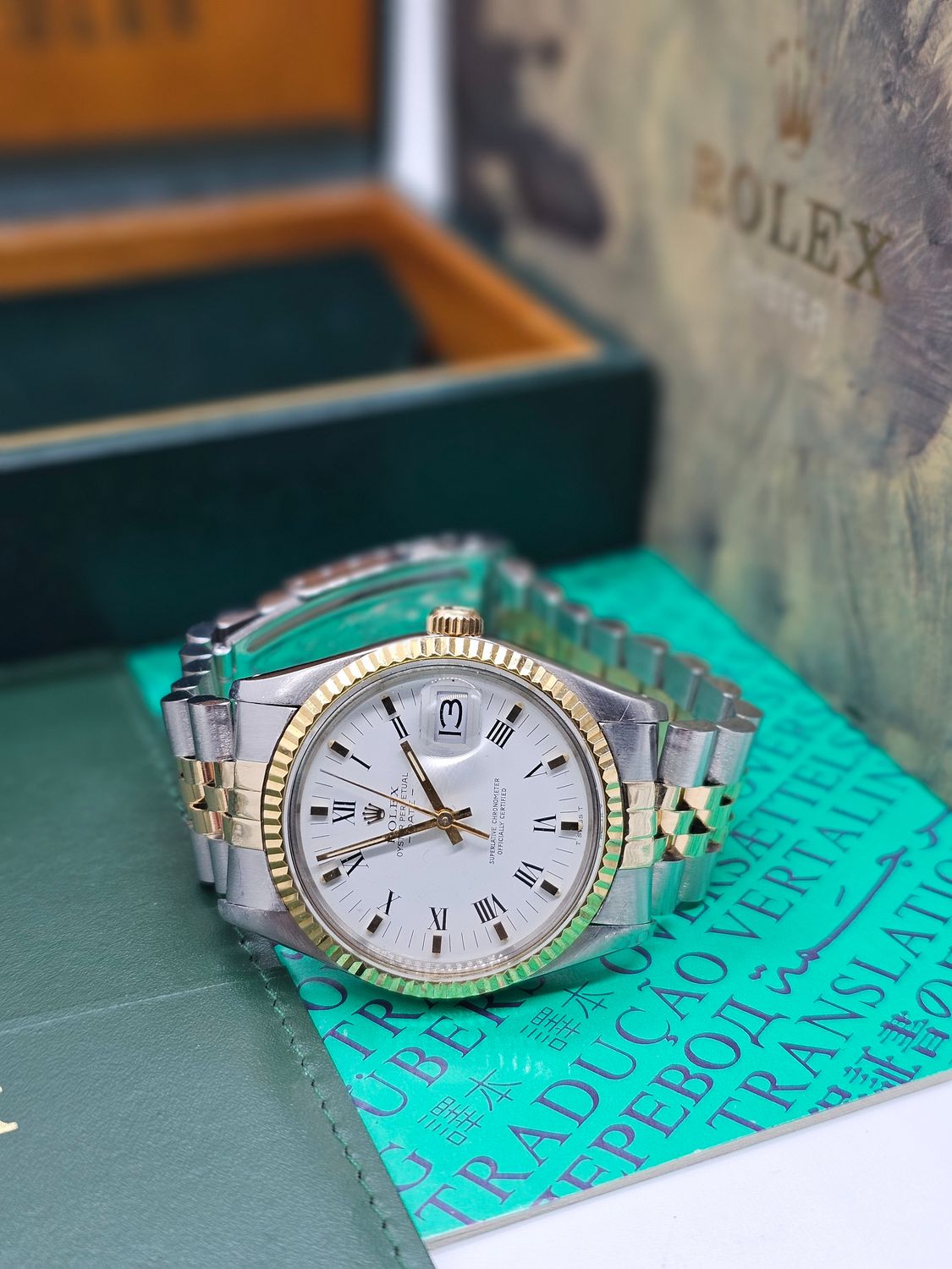 Rolex Date Watch, Ref 15000, 34mm White Dial, Steel &amp; Yellow Gold