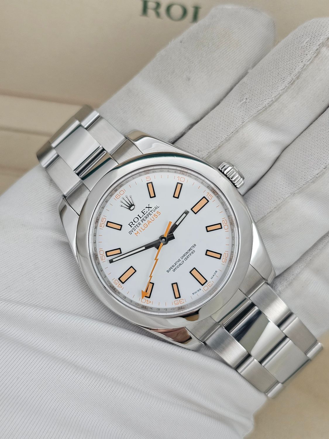 Rolex Milgauss Watch 116400 White Dial, Excellent Condition, 2012 Box &amp; Papers