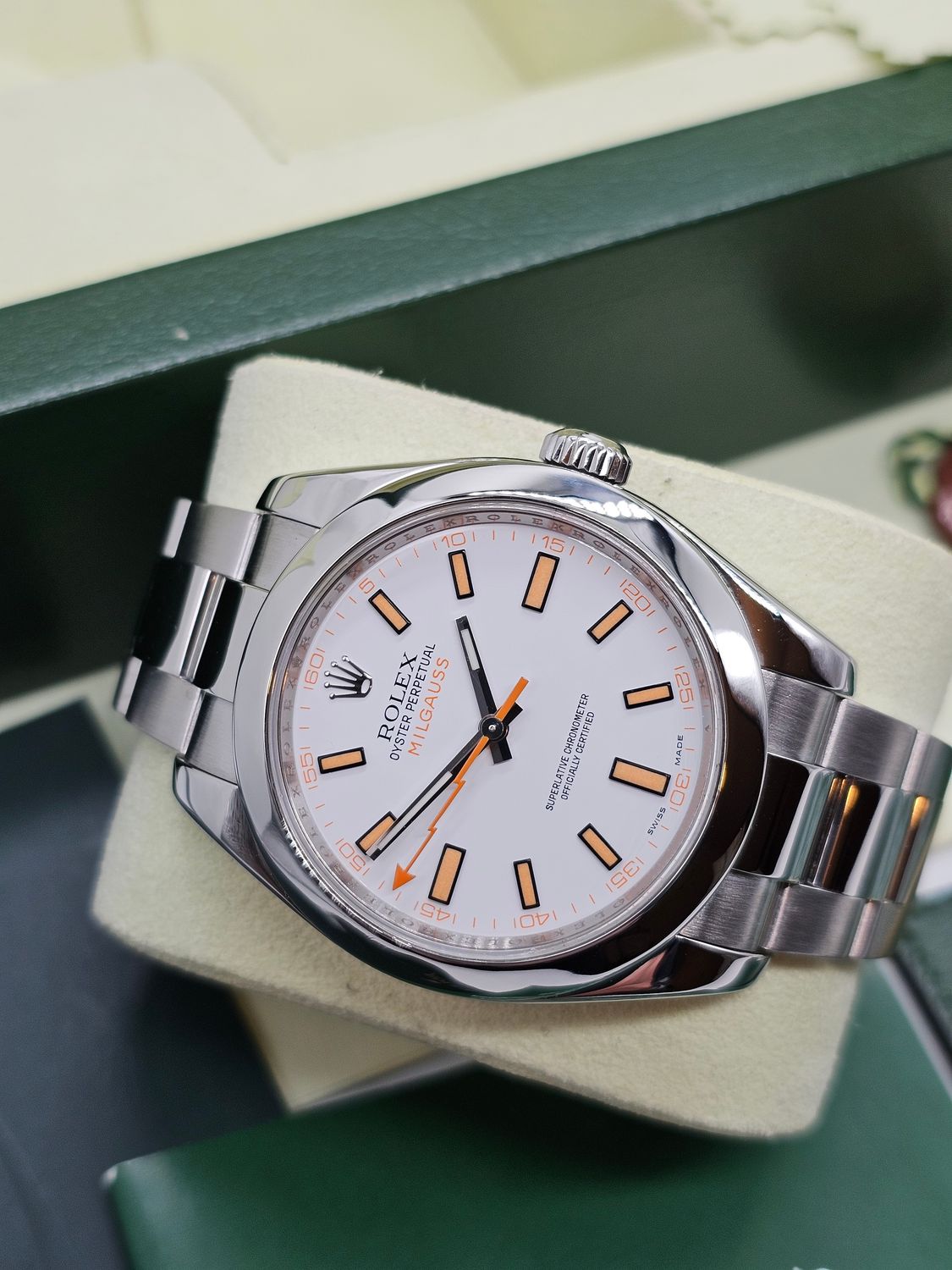 Rolex Milgauss Watch 116400 White Dial, Excellent Condition, 2012 Box &amp; Papers