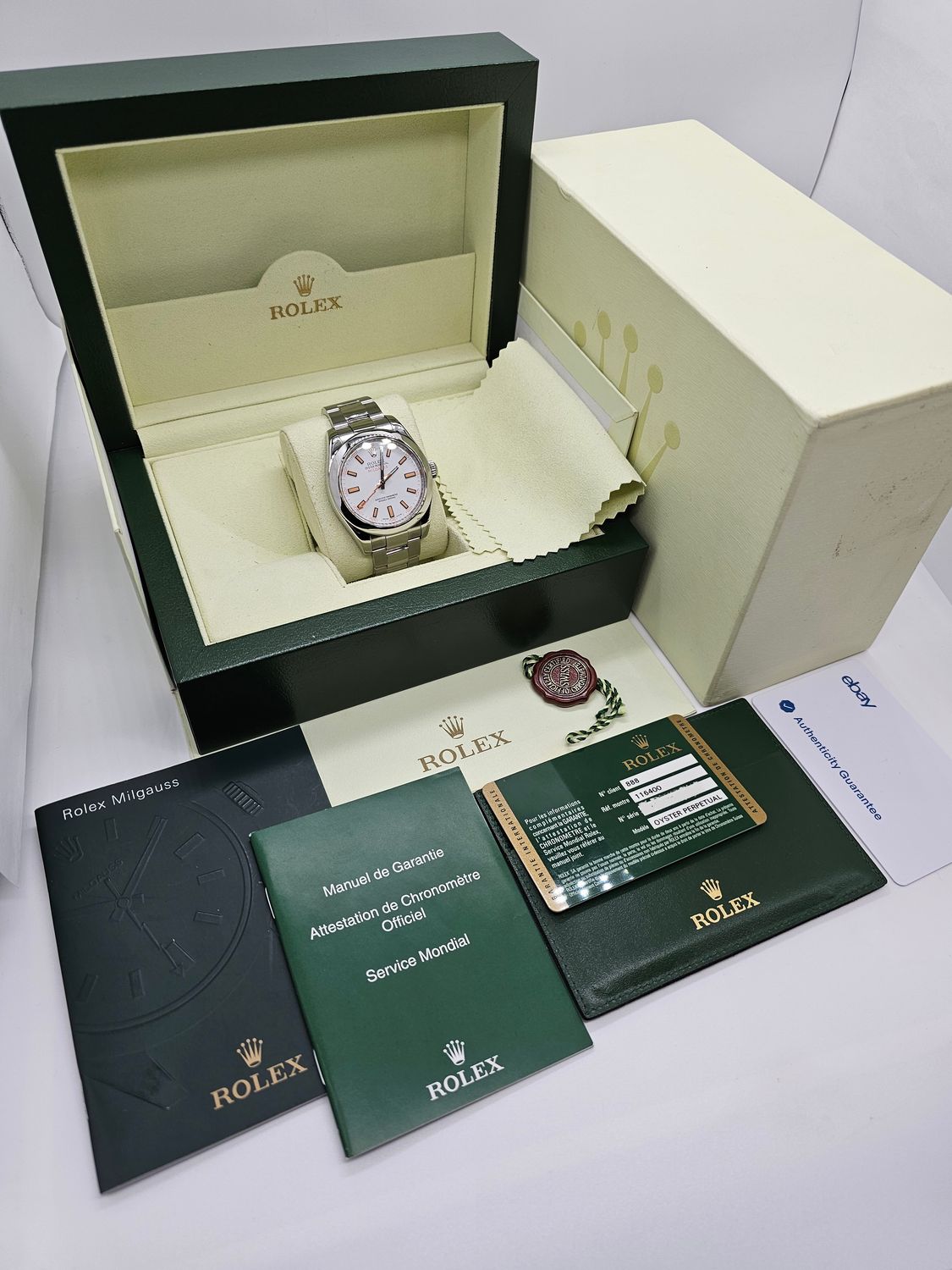 Rolex Milgauss Watch 116400 White Dial, Excellent Condition, 2012 Box &amp; Papers