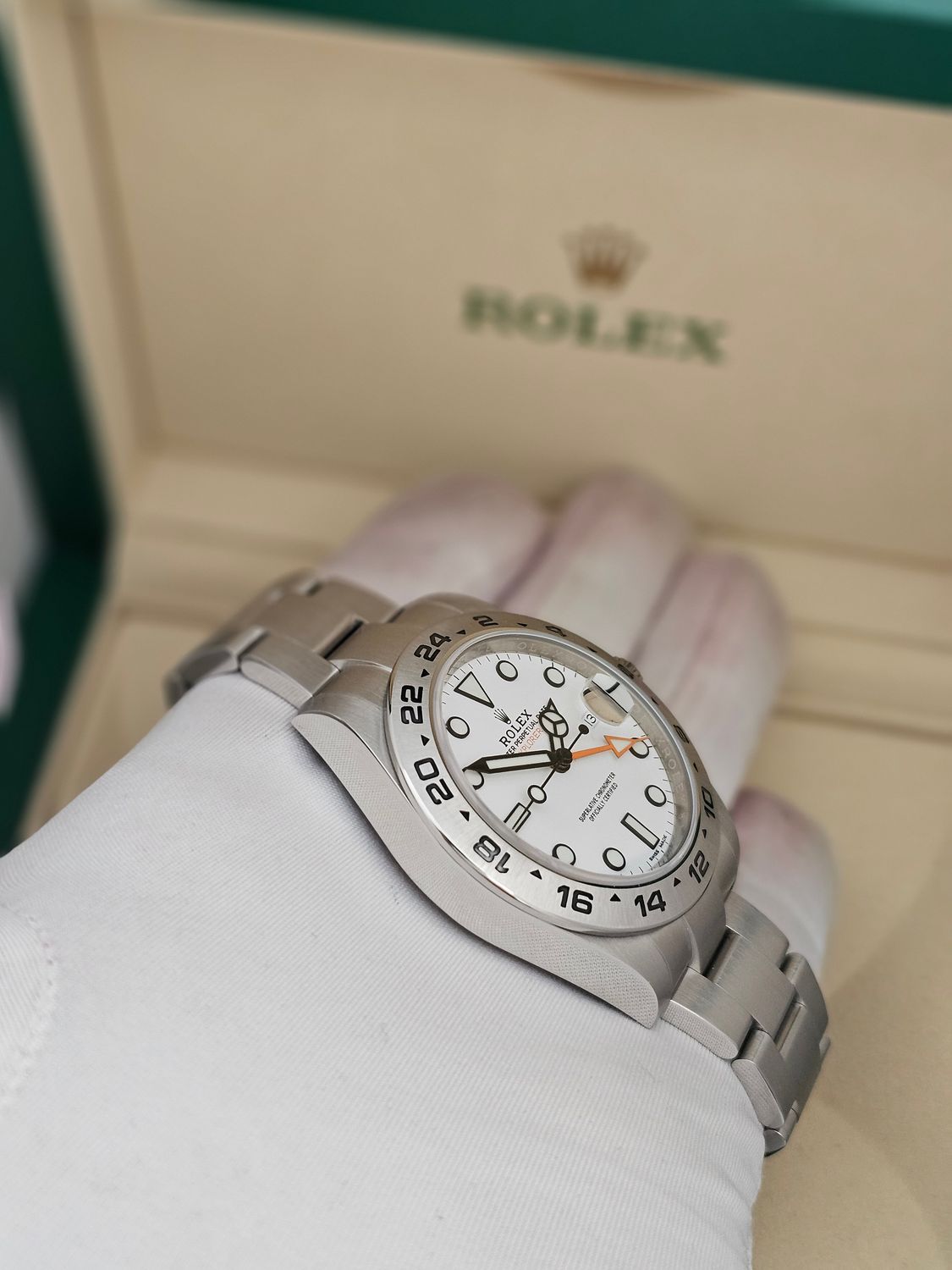 Rolex Explorer II Watch Ref 216570, 2018 1 Owner Polar Dial, Excellent Condition
