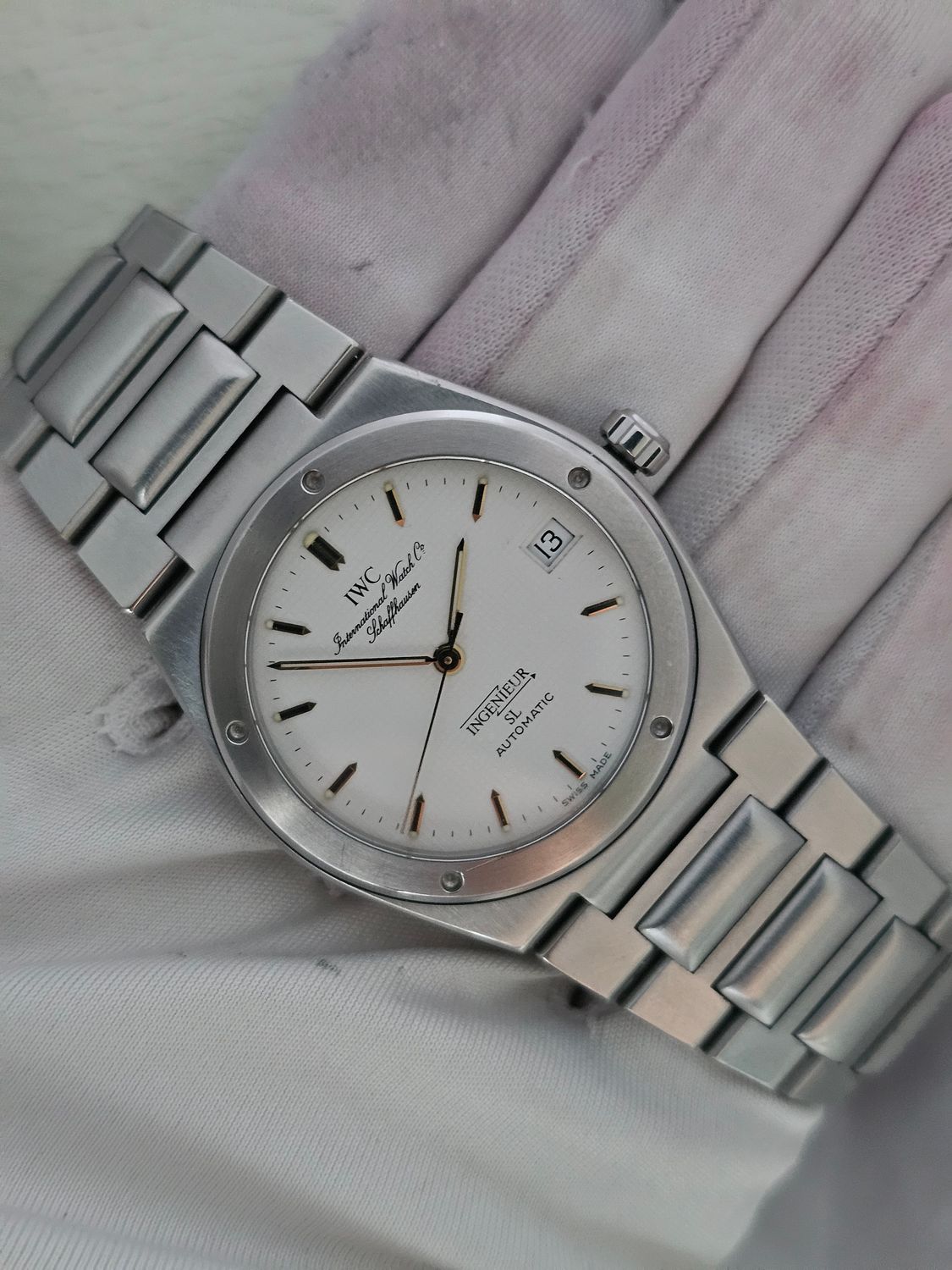 IWC Ingenieur SL Auto Rare White Graph Dial, Ref 3506, Box &amp; IWC certificate