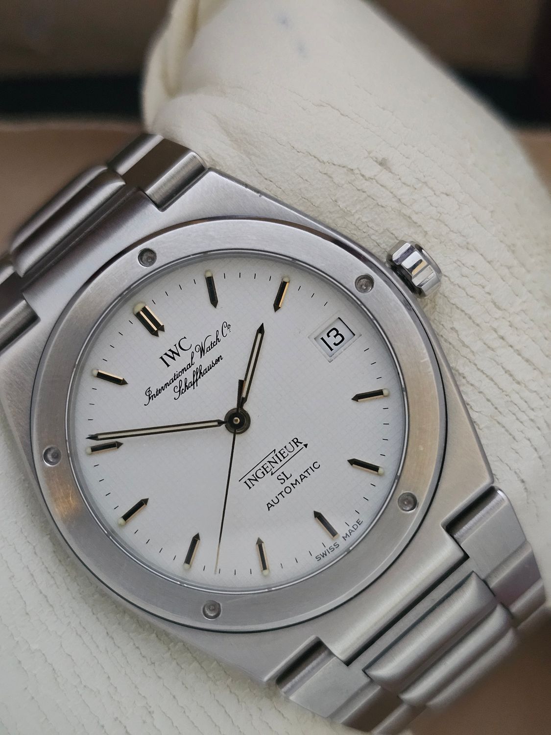 IWC Ingenieur SL Auto Rare White Graph Dial, Ref 3506, Box &amp; IWC certificate