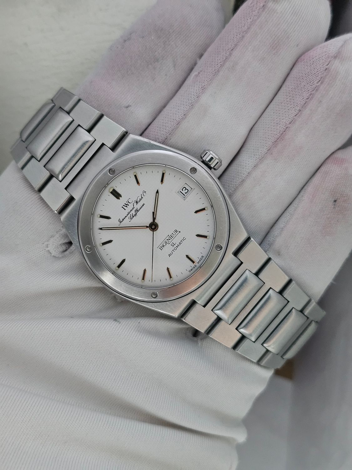 IWC Ingenieur SL Auto Rare White Graph Dial, Ref 3506, Box &amp; IWC certificate