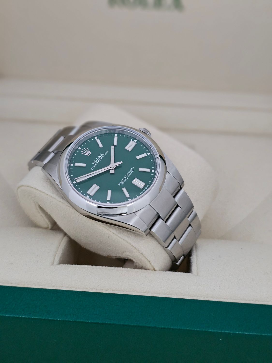 Rolex Oyster Perpetual Watch 124300, 41mm Green Dial 2022 Full Set