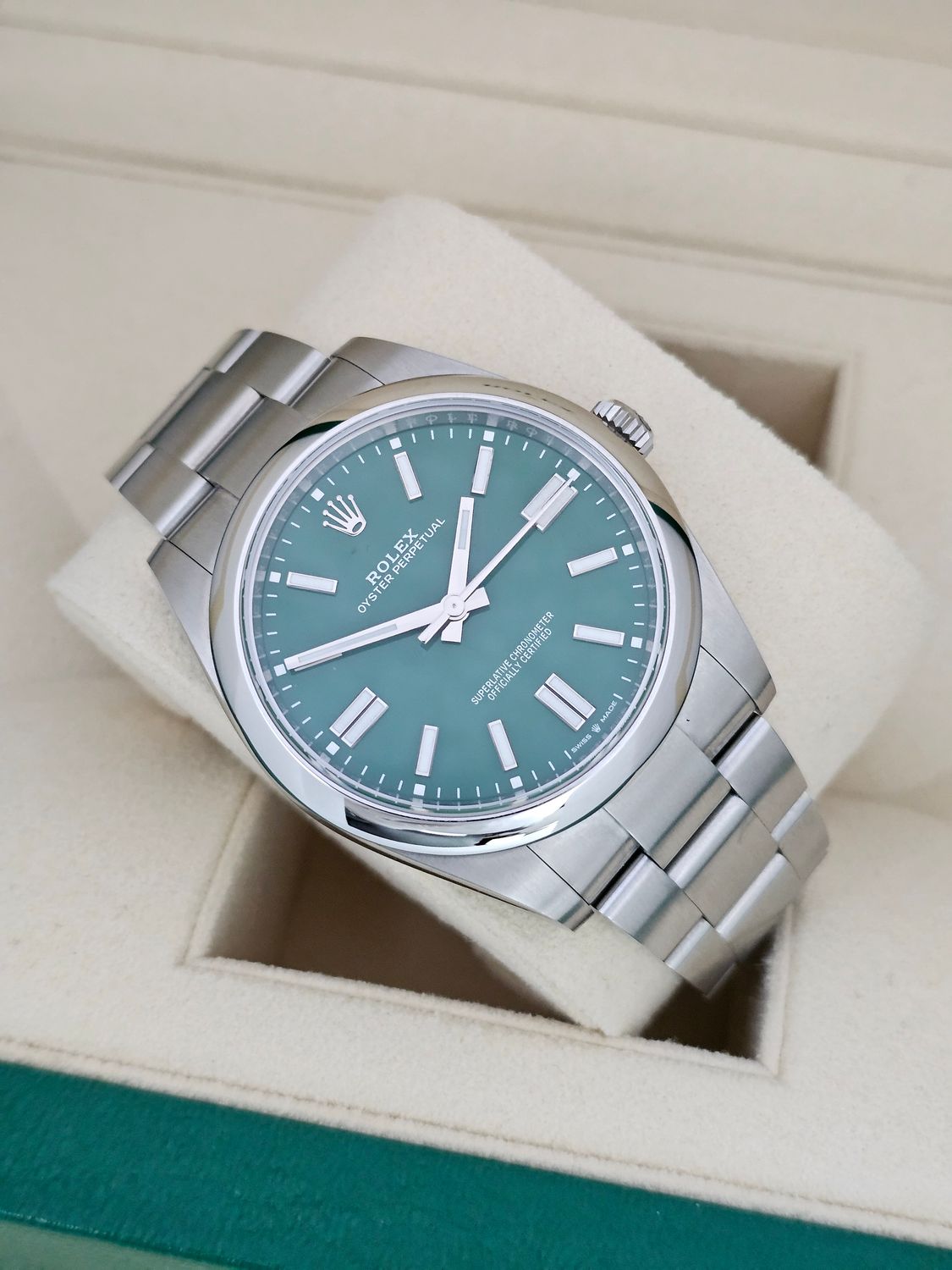 Rolex Oyster Perpetual Watch 124300, 41mm Green Dial 2022 Full Set