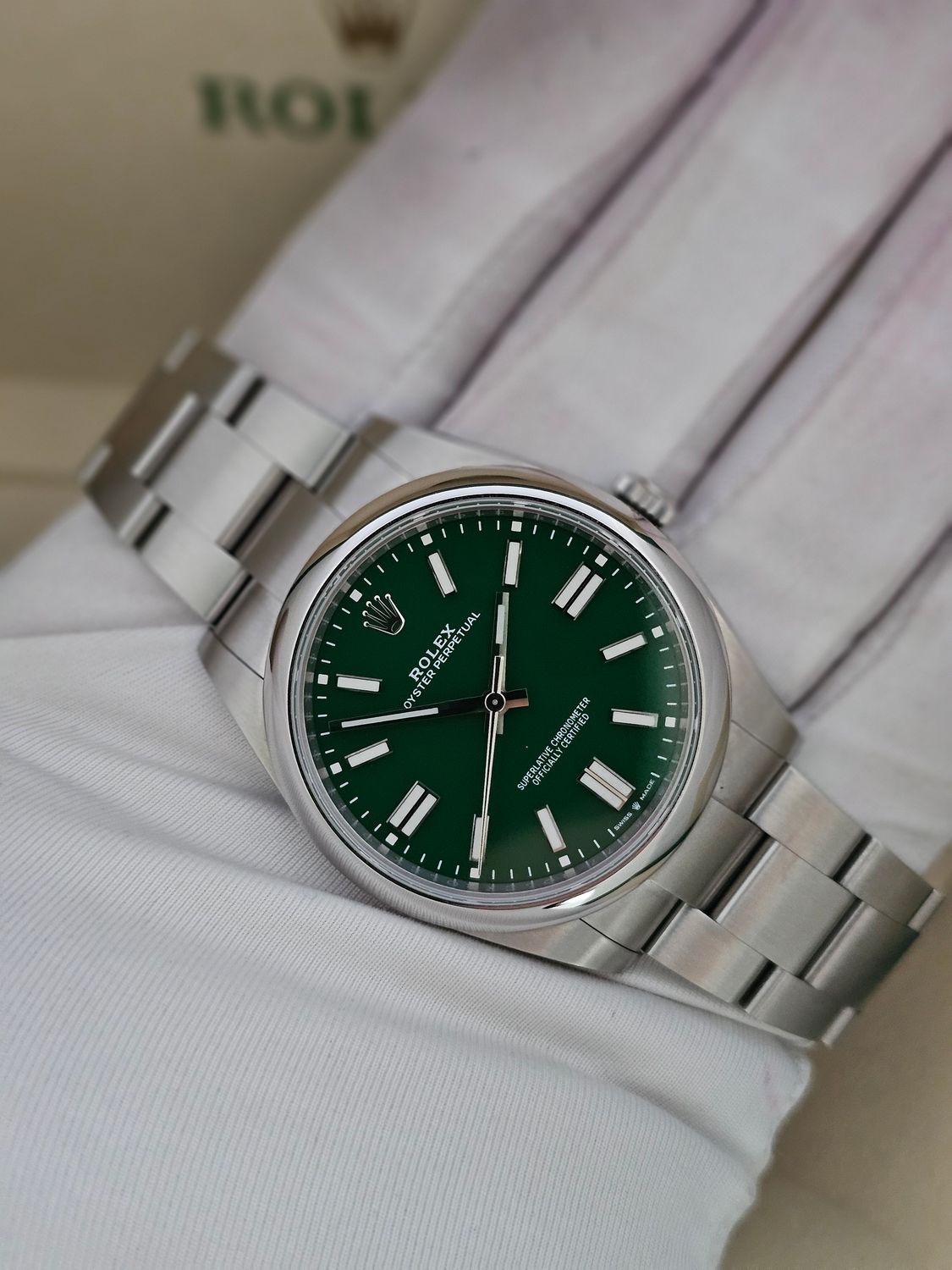 Rolex Oyster Perpetual Watch 124300, 41mm Green Dial 2022 Full Set