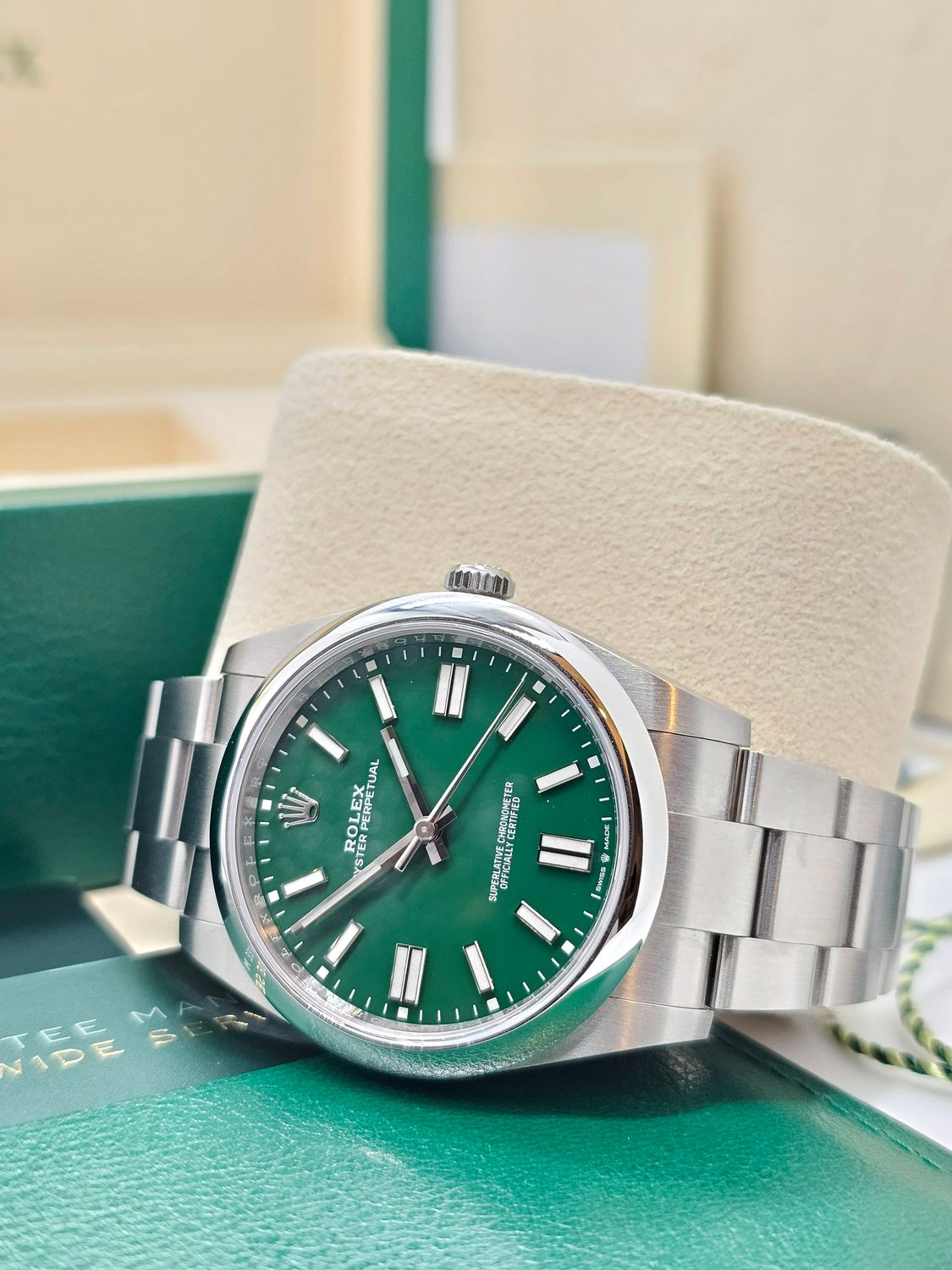 Rolex Oyster Perpetual Watch 124300, 41mm Green Dial 2022 Full Set