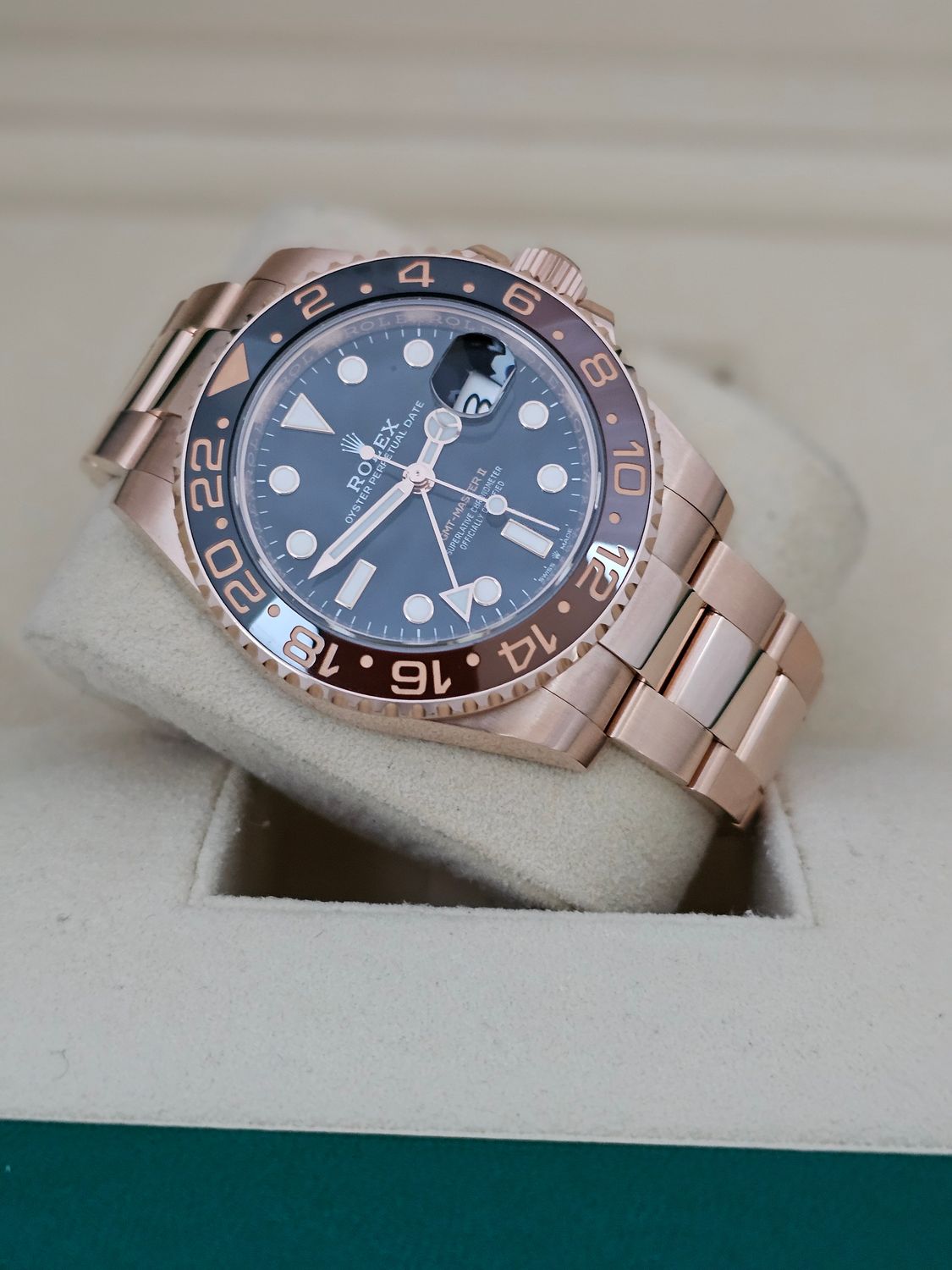 Rolex GMT-Master II Watch 126715CHNR, Everose Gold, 2018 Rootbeer