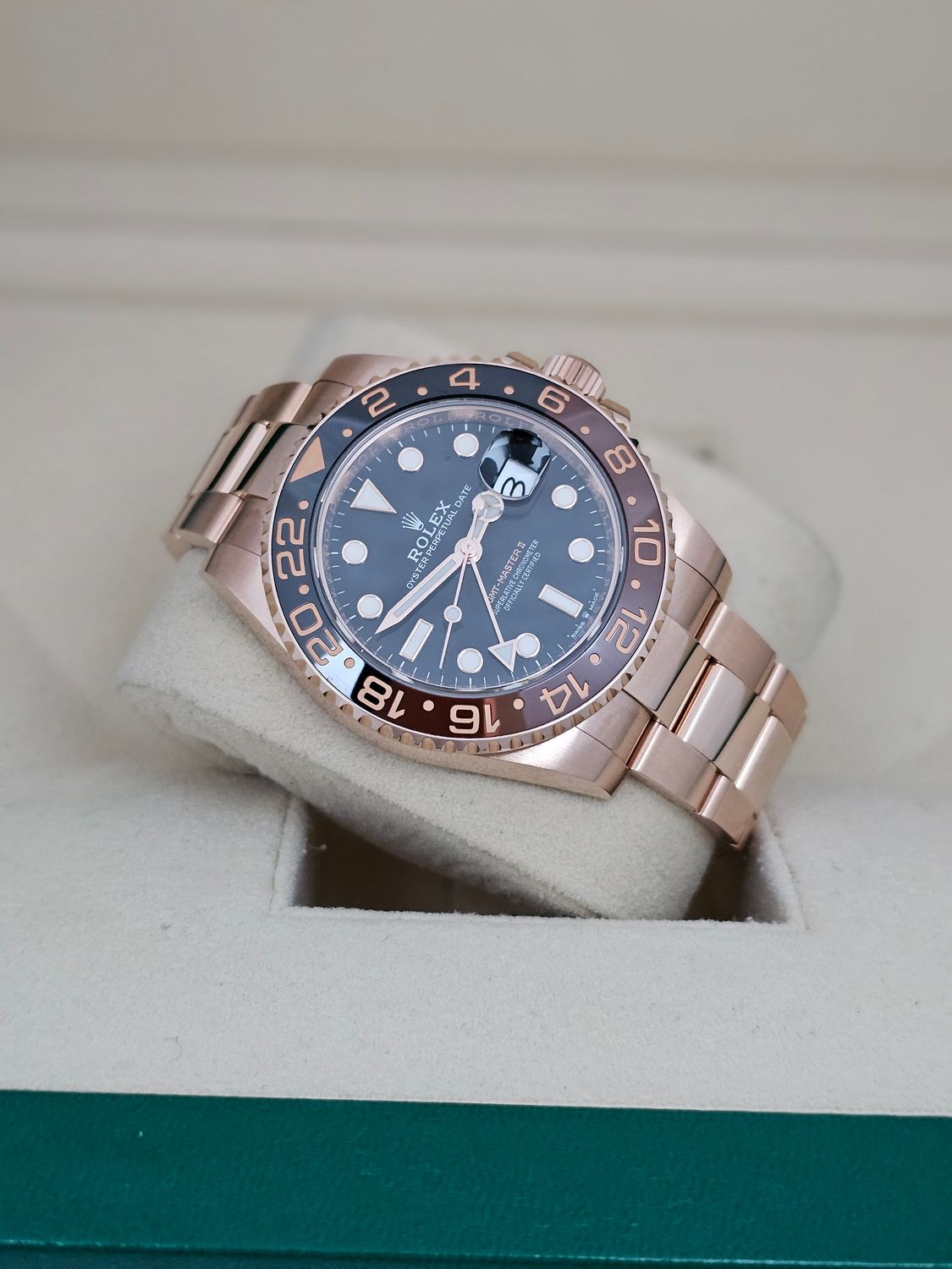 Rolex GMT-Master II Watch 126715CHNR, Everose Gold, 2018 Rootbeer