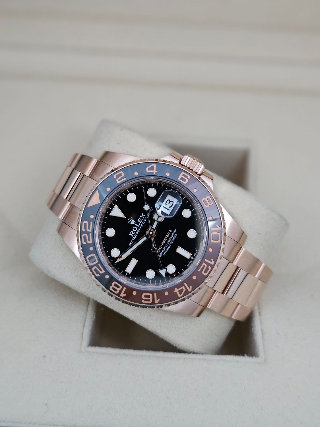 Rolex GMT-Master II Watch 126715CHNR, Everose Gold, 2018 Rootbeer
