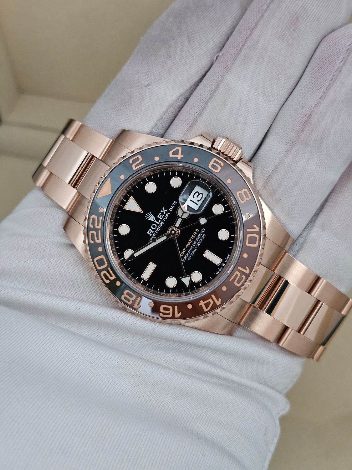 Rolex GMT-Master II Watch 126715CHNR, Everose Gold, 2018 Rootbeer