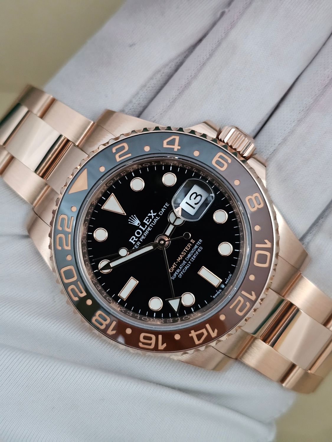 Rolex GMT-Master II Watch 126715CHNR, Everose Gold, 2018 Rootbeer