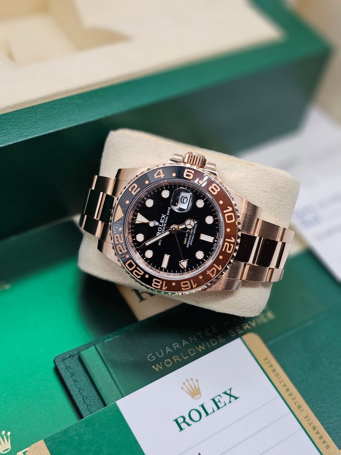 Rolex GMT-Master II Watch 126715CHNR, Everose Gold, 2018 Rootbeer