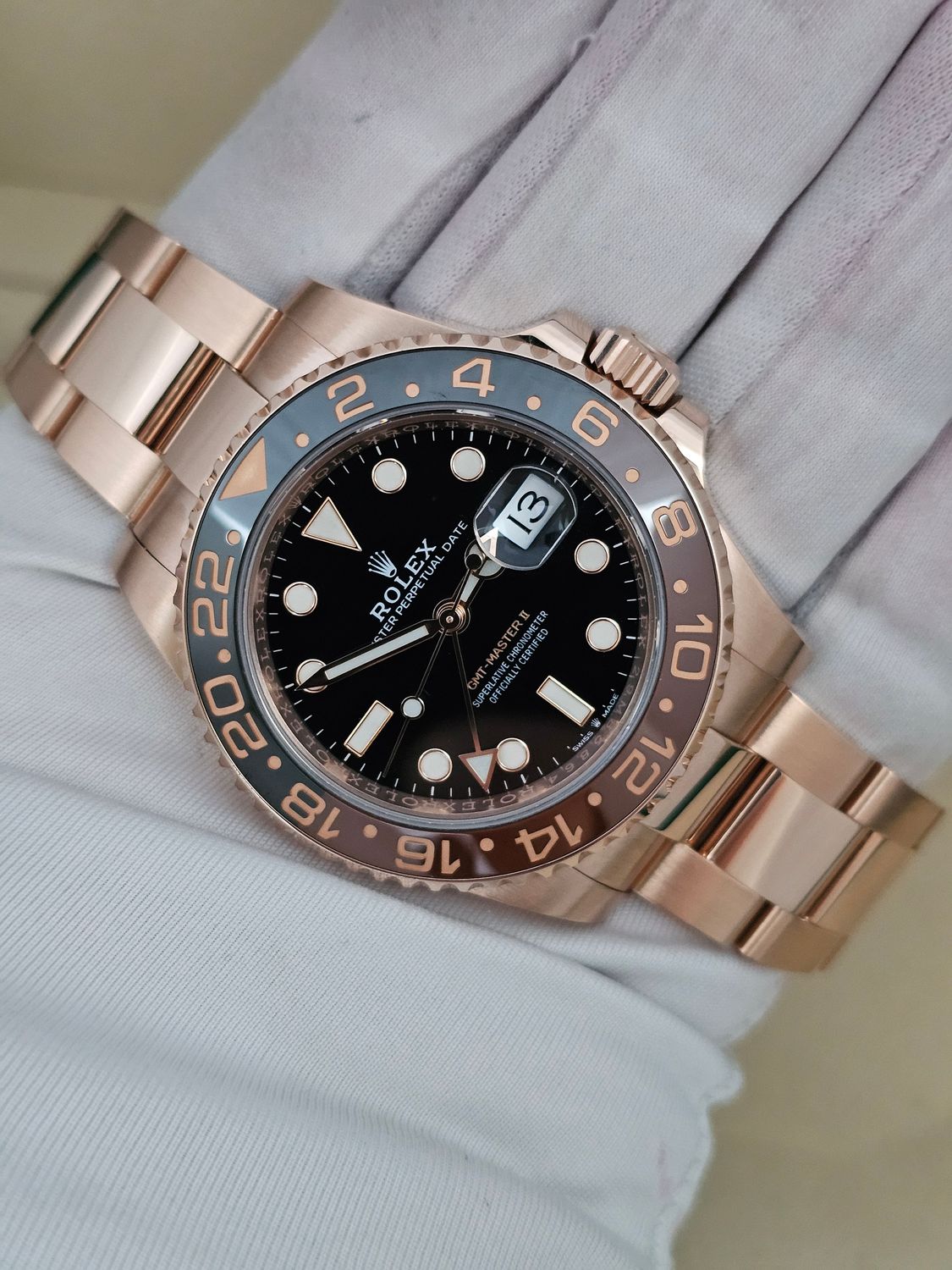 Rolex GMT-Master II Watch 126715CHNR, Everose Gold, 2018 Rootbeer