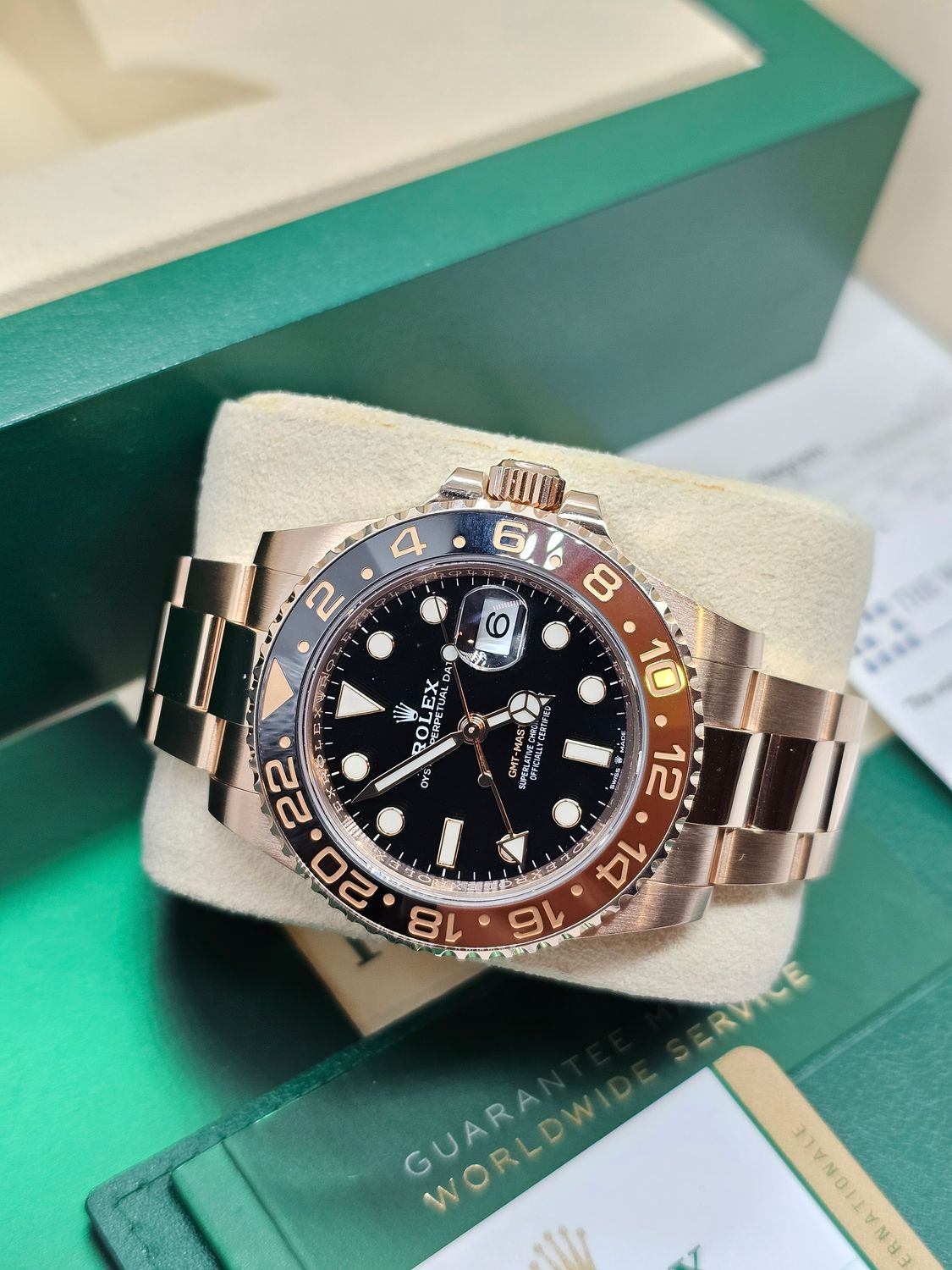 Rolex GMT-Master II Watch 126715CHNR, Everose Gold, 2018 Rootbeer