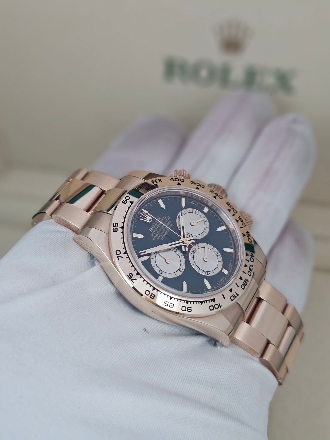 Rolex Daytona Watch 126505 Cosmograph 18K Rose Gold, Black Dial, 2023 B&amp;P