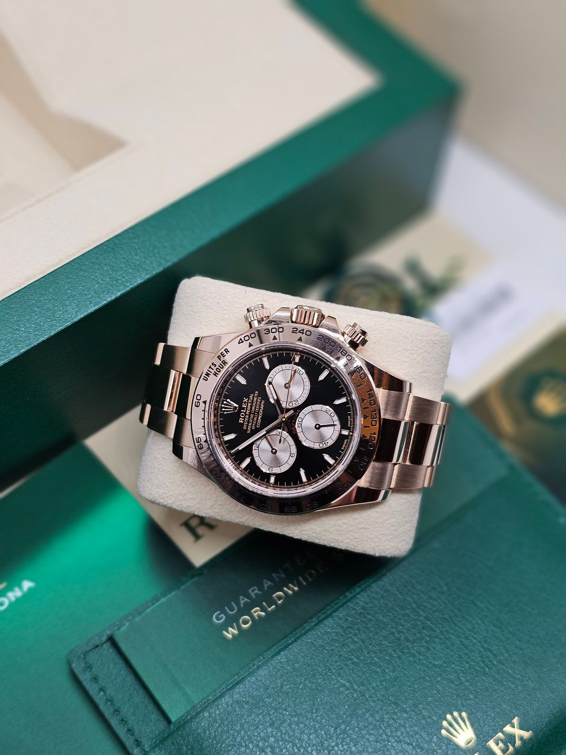 Rolex Daytona Watch 126505 Cosmograph 18K Rose Gold, Black Dial, 2023 B&amp;P
