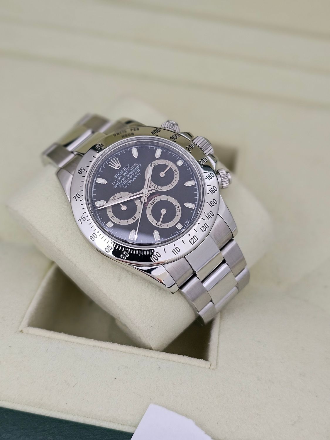 Rolex Cosmograph Daytona Black Dial Watch - 116520 2008 Box &amp; Papers