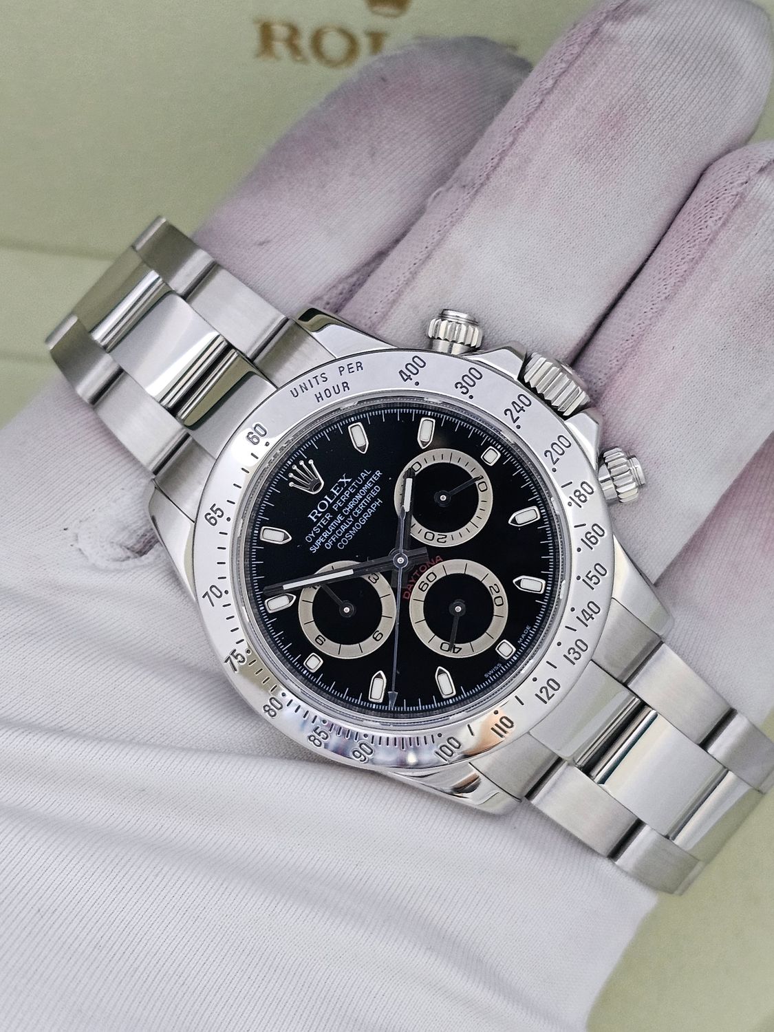 Rolex Cosmograph Daytona Black Dial Watch - 116520 2008 Box &amp; Papers
