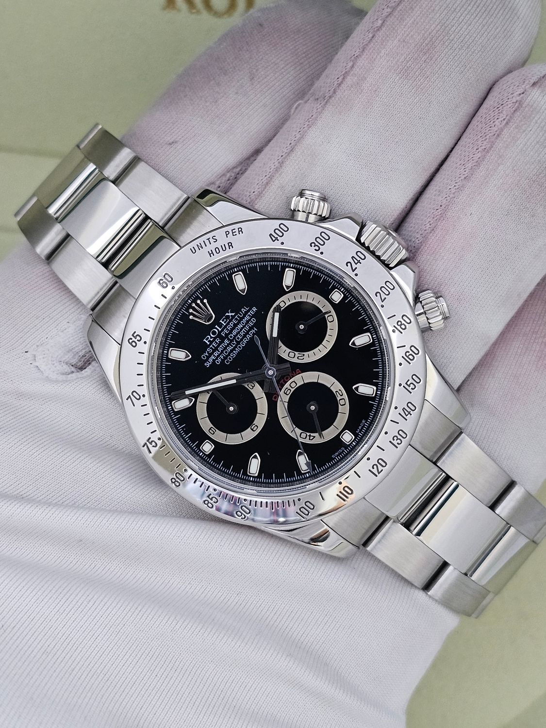 Rolex Cosmograph Daytona Black Dial Watch - 116520 2008 Box &amp; Papers